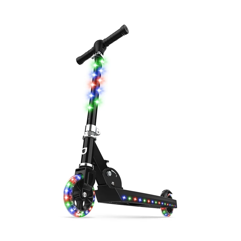 Jetson Jupiter Kick Scooter - Collapsible Black Kids Scooter with LEDs