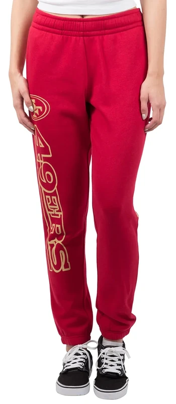 Ultra Game NFL Women's Super Soft Fleece Jogger Sweatpants, Team Color, San Francisco 49ers, Large