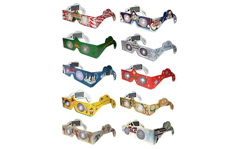 3D Christmas Glasses - 10 Pairs / 10 Turn Christmas Tree & Holiday Lights into Magical Images - Stocking Stuffers - Secret Santa - Office Parties - Fun for The Family
