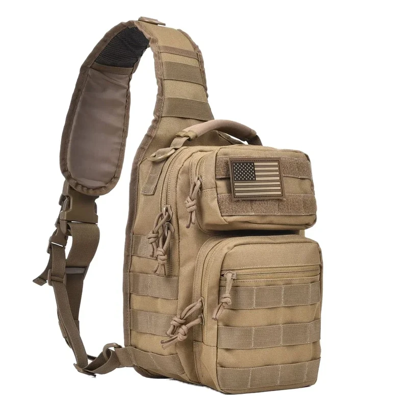REEBOW GEAR Tactical Sling Bag for Men Military Single Shoulder Backpack Outdoor EDC Range Pack (Tan)