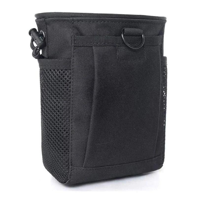 Tactical Molle Drawstring Magazine Dump Pouch, Adjustable Military Utility Belt Fanny Hip Holster Bag Outdoor Ammo Pouch (Black)