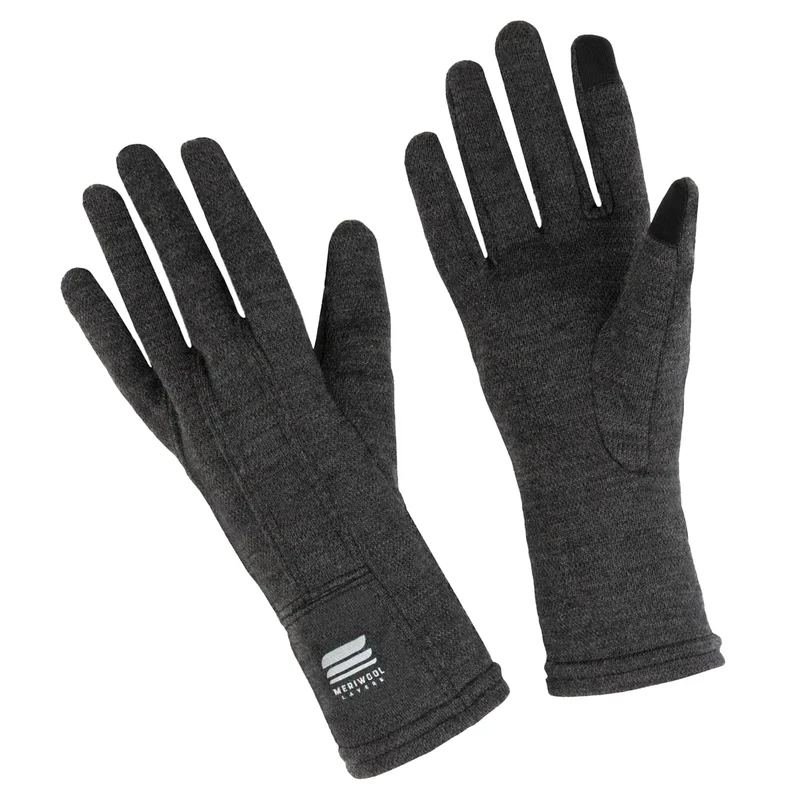 MERIWOOL Merino Wool Glove Liners - Touchscreen Unisex Charcoal
