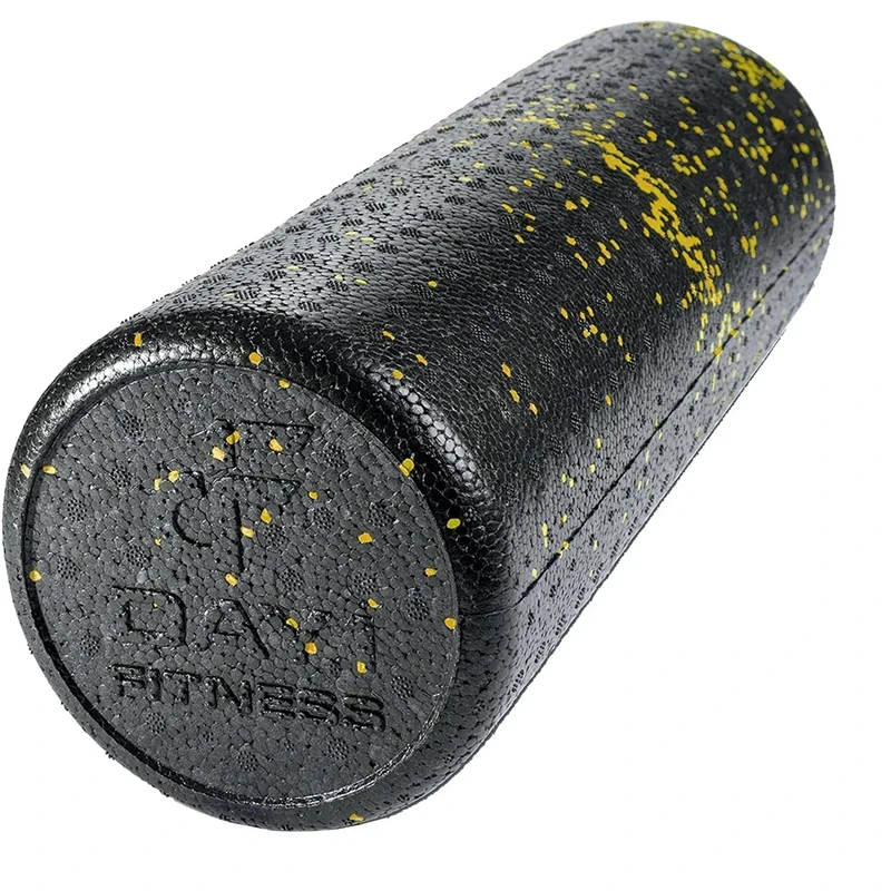 Day 1 Fitness High Density Muscle Foam Rollers - Sports Massage Rollers for Stretching, Physical Therapy, Deep Tissue, Myofascial Release - Ideal for Exercise and Pain Relief - Speckled Yellow, 18”