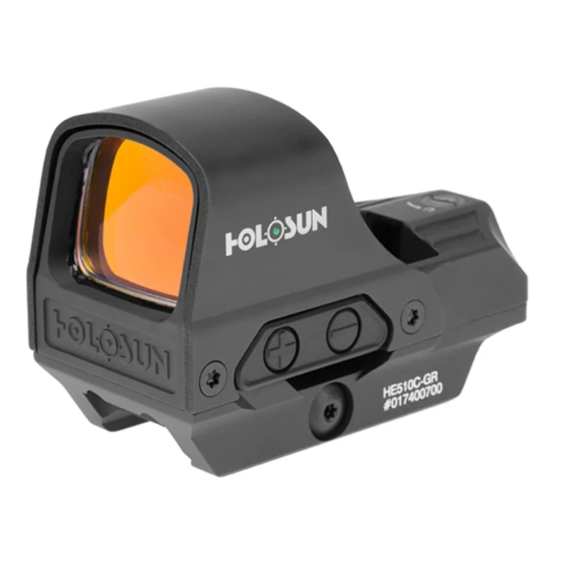 HOLOSUN 510C Series Multi-Reticle 2 MOA Dot & 65 MOA Circle Open Reflex Sight - Solar FailSafe Shake-Awake, 12 Settings - Red/Green Dot (Black/FDE) (Black, Green)