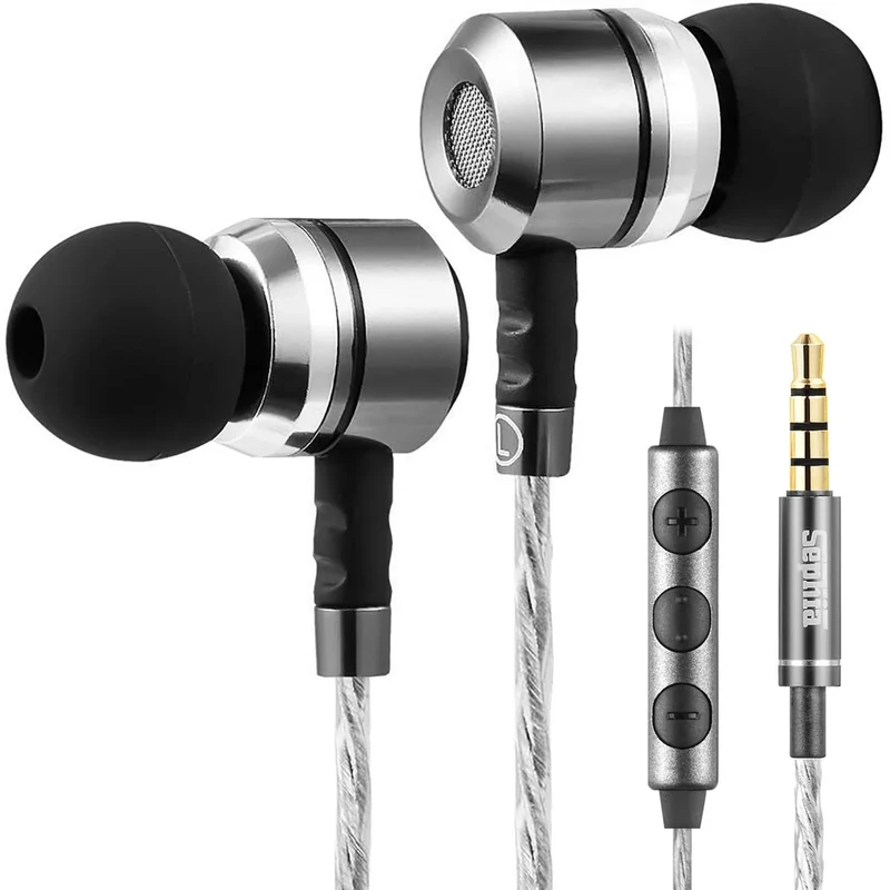 Sephia SP3060VC Wired Earbuds with Microphone, Deep Bass in-Ear Headphones with Noise Isolation, 10mm Drivers, Tangle-Free Cable, 3.5mm Jack