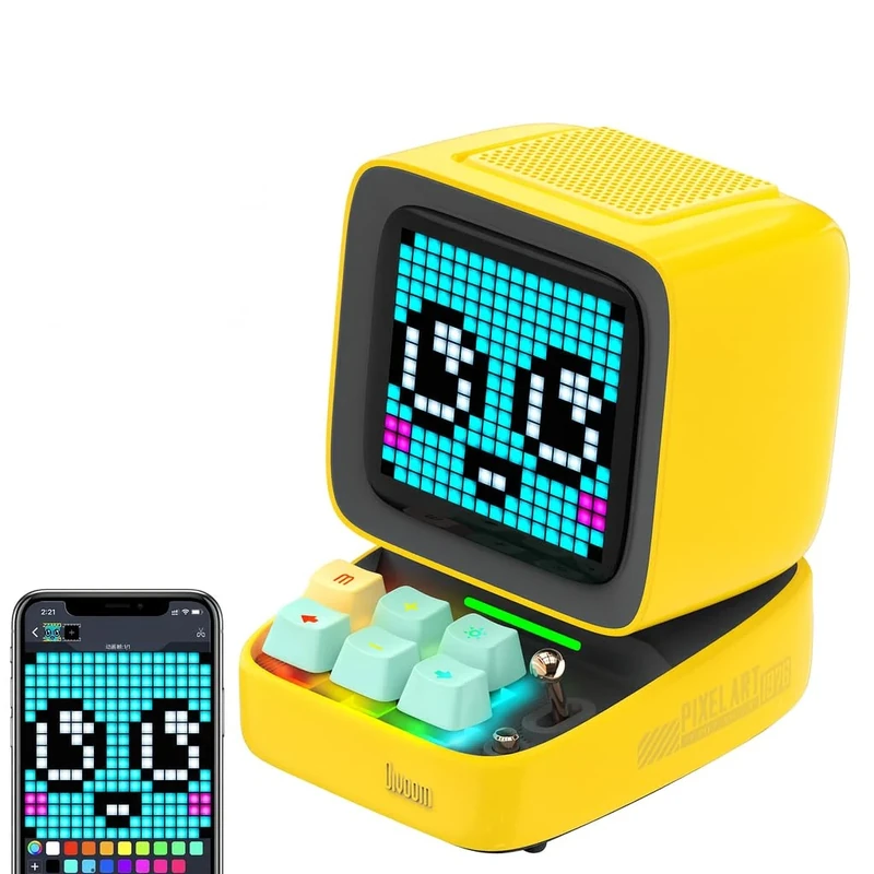 Divoom Mini Retro Bluetooth Speaker 16x16 LED - App Control White - Image 1