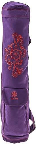 Gaiam Embroidered Cargo Yoga Mat Bag, Aubergine Swirl