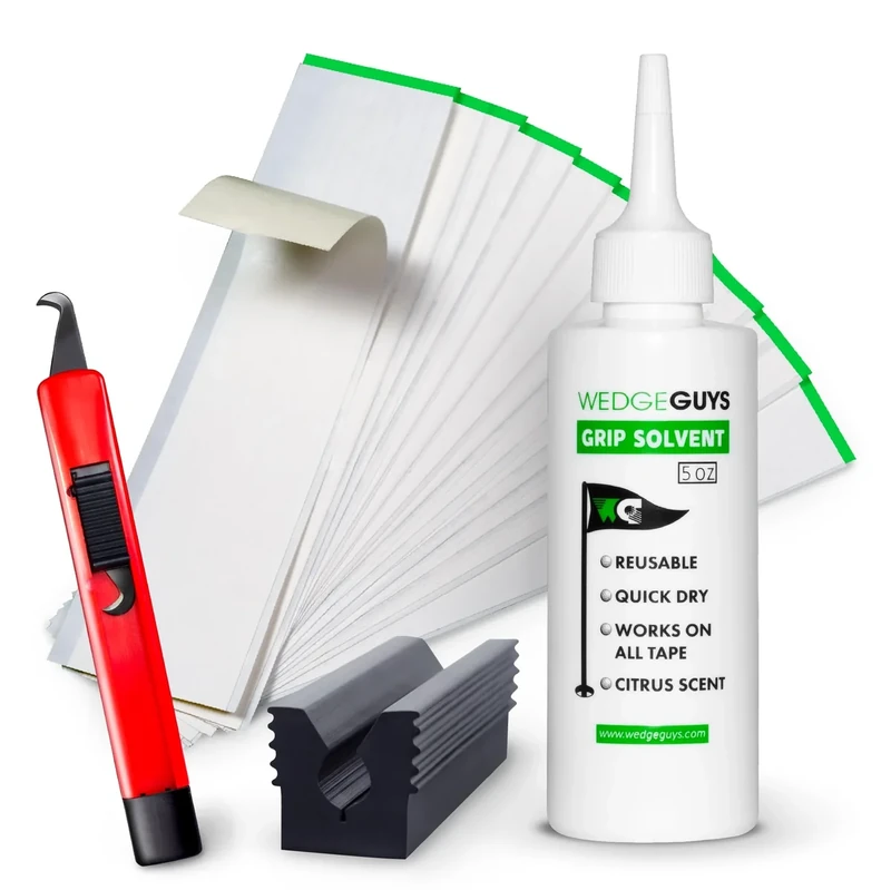 Wedge Guys Golf Grip Kits for Regripping Golf Clubs - Professional Quality - Options Include Hook Blade, 15 or 30 Tape Strips, 5 or 8 oz Solvent, Grip Tape Remover, Bench Vise & Rubber Clamp