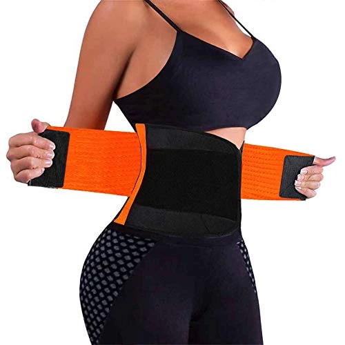 VENUZOR Waist Trainer for Women - Cincher Trimmer - Slimming Body Shaper Belt - Sport Girdle (UP Graded)(Orange,Large)