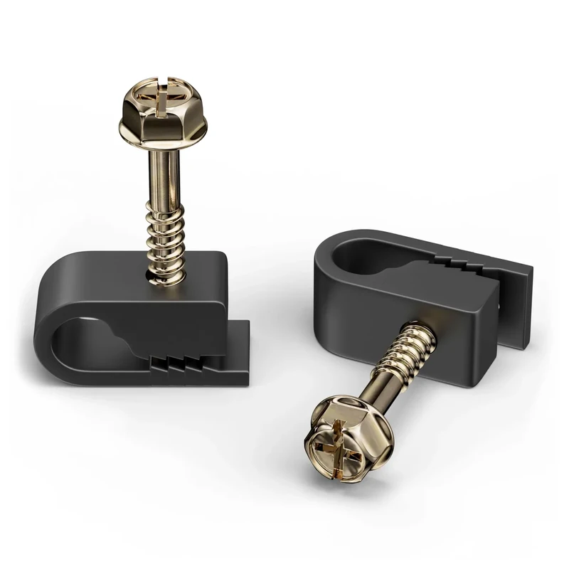 THE CIMPLE CO Wire Clips 1/4in (6mm) Screw Fastener - 10 Pack Black