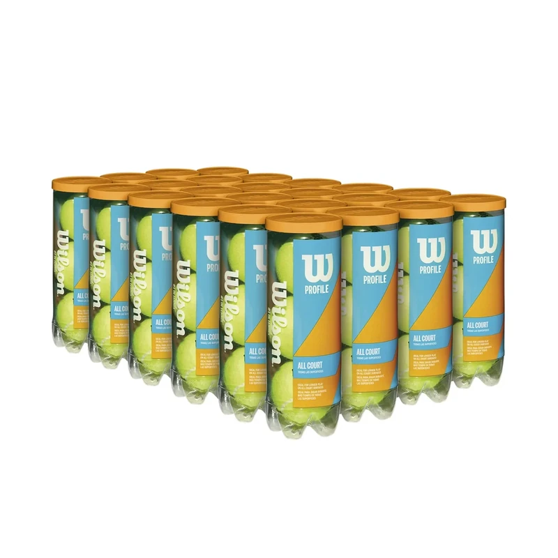 Wilson Profile All Court Tennis Balls - Yellow, 24 Can Case (72 Balls) - Image 1
