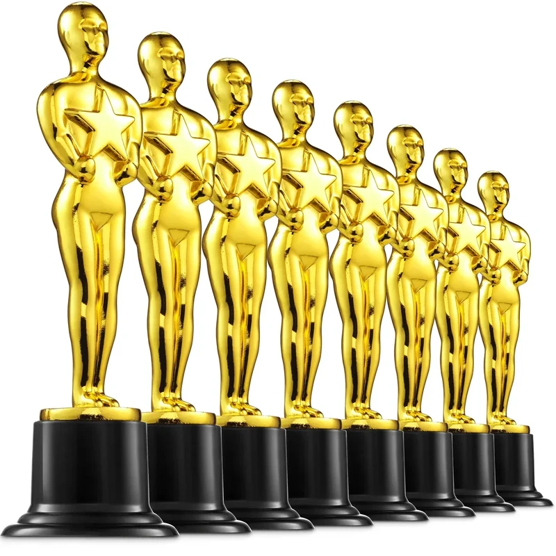 Bedwina Gold Trophy Award Mini Trophies Bulk - (Pack of 12) 6 Inch Tall Plastic Golden Statue Award, Party Themed Decorations, Winners or Appreciation Gifts Game Prizes for Adults & Kids