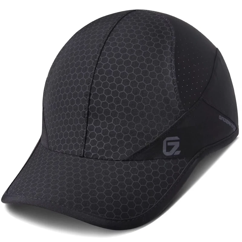GADIEMKENSD Soft Brim Lightweight Quick Dry Sport Cap - Black