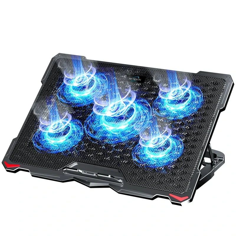 AICHESON S035 Laptop Cooling Pad - 5 Fans, Blue LED, 2 USB, 17.3"