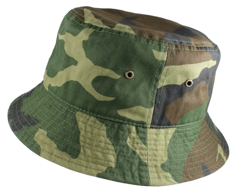 Gelante Camo Cotton Bucket Hat for Women and Men Packable Travel Summer Beach Hat 1900-Woodland-S/M