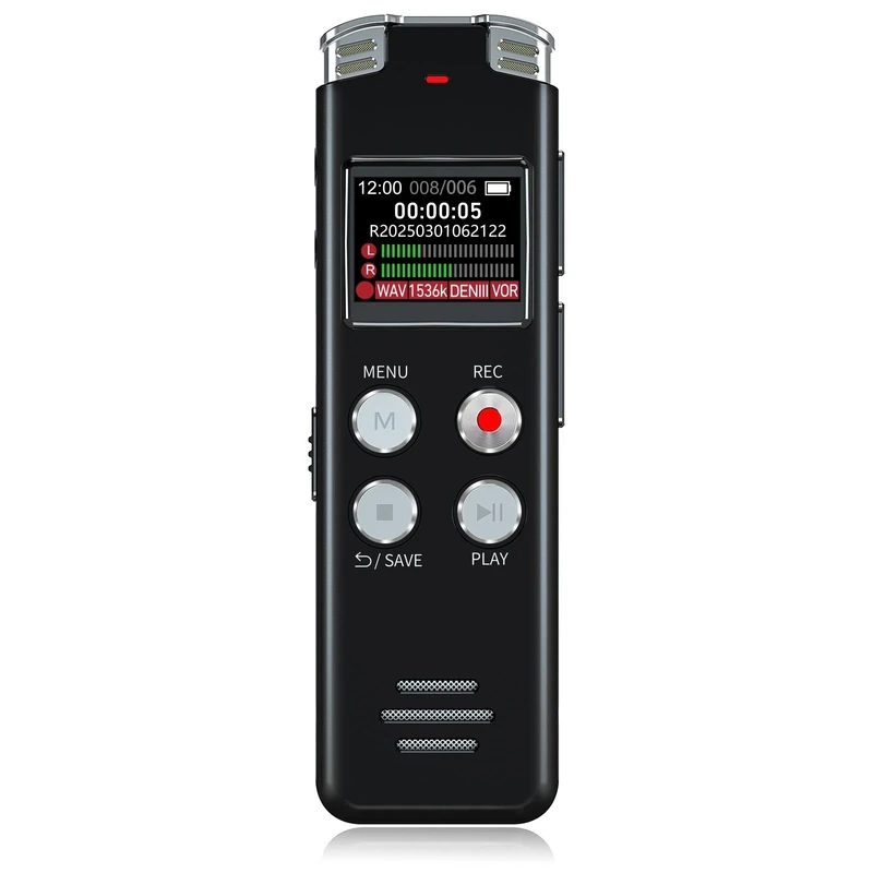 EVISTR 64GB Digital Voice Recorder - Activated, USB Playback, Stereo