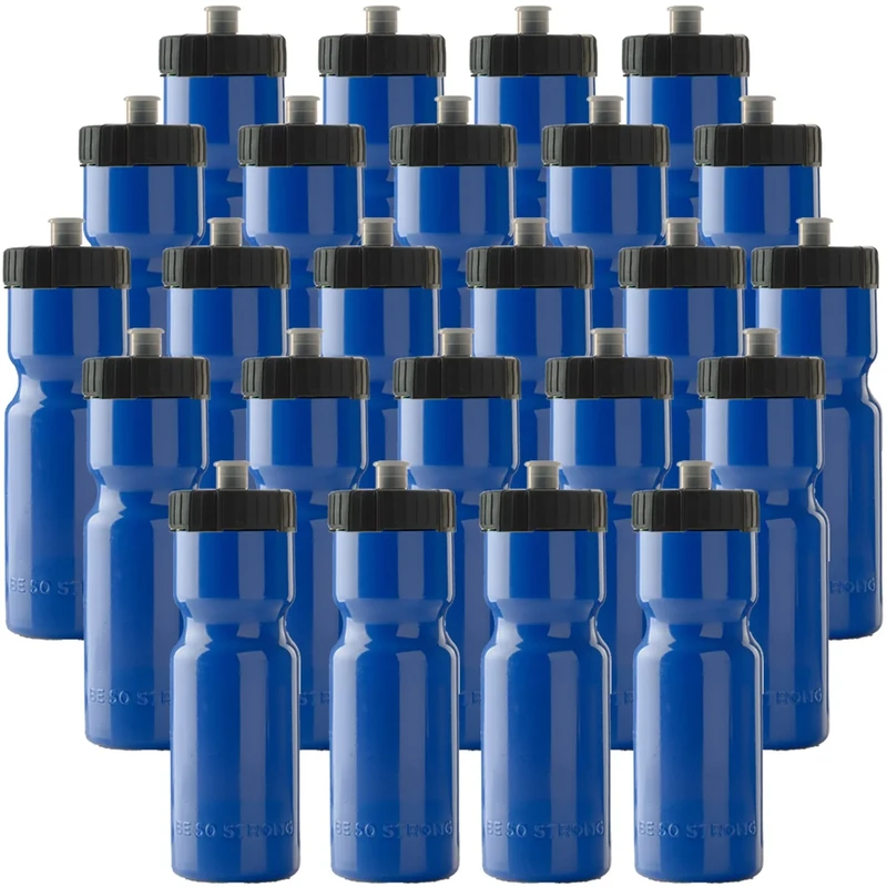 50 Strong Bulk Water Bottles 24-Pack – 22 oz BPA-Free Sports Bottles with Easy-Open Pull Top Cap – Made in USA – Reusable & Top Rack Dishwasher Safe Brand