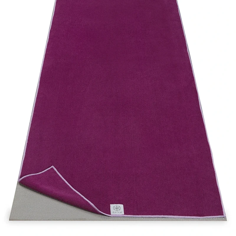 Gaiam Microfiber Yoga Mat Towel, Mulberry