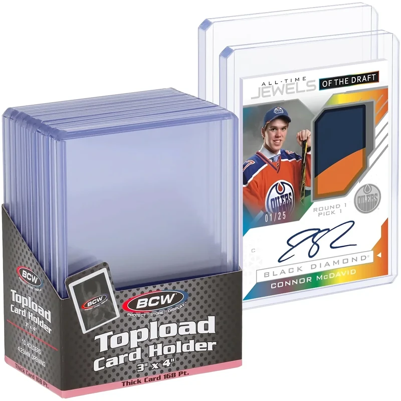 BCW Thick Card Topload Holder | Holds Relic, Patch, and Jersey Cards | Protective Card Sleeves for Collectibles and Trading Cards | Protective Rigid Plastic Display Card Holder (168 pt. / 4.25 MM)