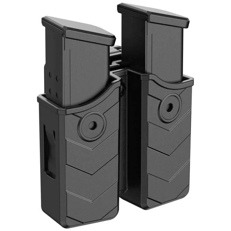 Universal Double Magazine Pouch, 9mm .40 Double Stack Mag. Holder Dual Holster with 1.5''-2'' Belt Clip for Glock Sig sauer S&W Beretta Browning Taurus H&K Most Pistol Mags