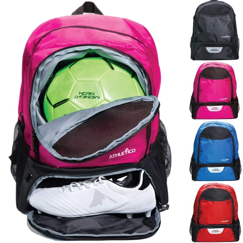 Athletico Youth Soccer Bag - Soccer Backpack & Bags for Basketball, Volleyball & Football | Includes Separate Cleat and Ball Compartment (Pink)