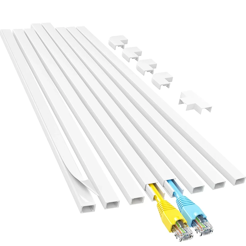 Yecaye 113in Cord Hider - Easy Install One-Cord Cable Concealer, White