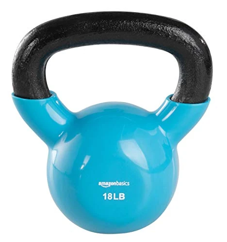 Amazon Basics Vinyl Kettlebell, 18 lb, Light Blue