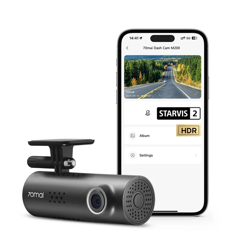 70mai Dash Cam M200 - 1080P HDR Night Vision, STARVIS2, WiFi