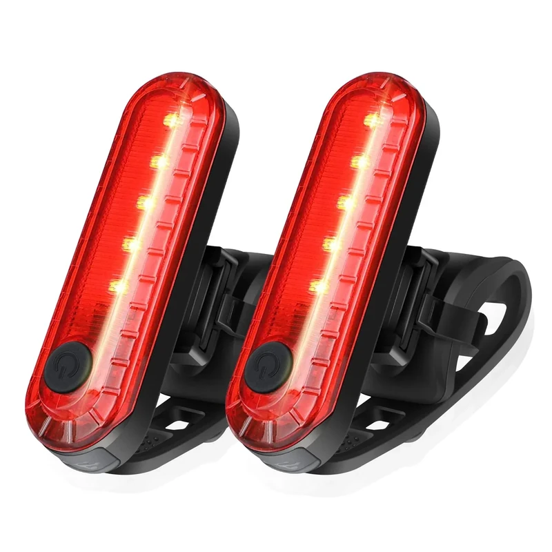 Ascher USB Rechargeable LED Bike Tail Lights 2 Pack, Bright Bicycle Cycling Rear Light, 4 Light Mode Options Safety Bike Light for Adults Men Women Road Mountain(2 USB Cables Included)