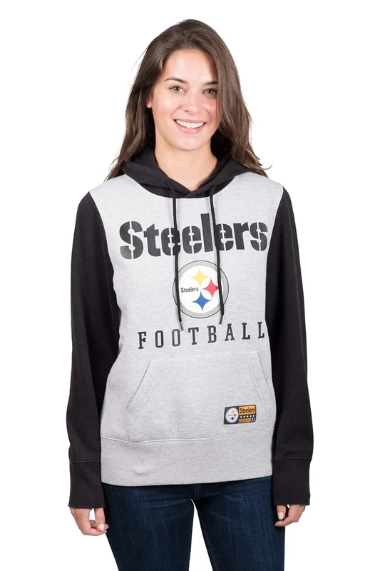 Ultra Game NFL Women'sFleece Hoodie Pullover Sweatshirt Running Back, Pittsburgh Steelers, Black, X-Large