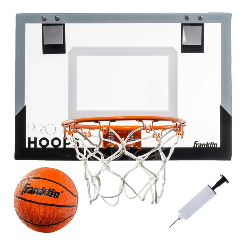 Franklin Sports Over The Door Mini Basketball Hoop - Pro Hoops Indoor Mini Hoop with Mini Basketball - Slam Dunk Approved Shatter Resistant Backboard - Bedroom + Office Mini Hoop + Ball - Black