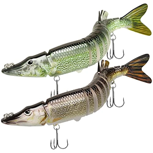 TRUSCEND Fishing Lures for Bass Trout Multi Jointed Swimbait Plugs Slow Sinking Bionic Swimming Pike Lures Freshwater Saltwater Lifelike Bass Lure