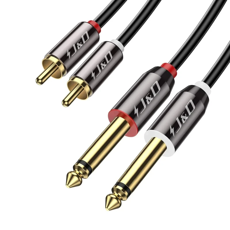 J&D 6ft Gold Plated 1/4\" to Dual RCA Audio Cable - Heavy Duty