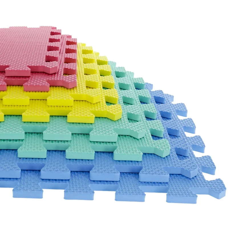 Interlocking Floor Mats - 32-Piece Nontoxic Exercise Mat or Play Mat for Toddlers, Babies or Kids - Foam Padding for Home Gym by Stalwart (Multicolor)