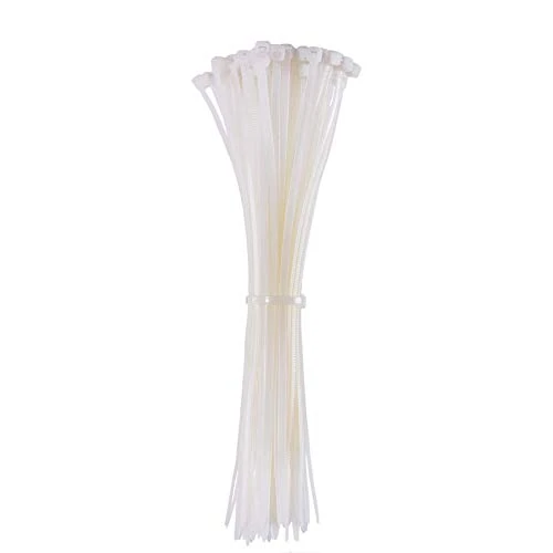 MILEKE ZD-4X200-WHITE 8" Nylon Cable Ties - 100pcs 40lb UL94V-2