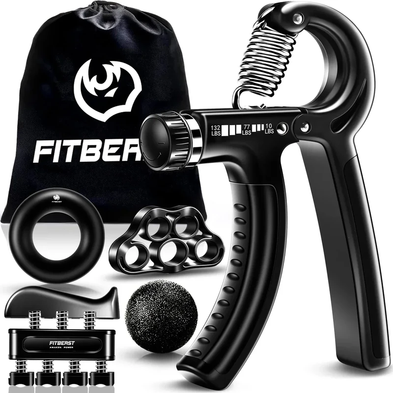 FitBeast Grip Strengthener Forearm Strengthener Hand Grips Strengthener Kit - 5 Pack Adjustable Resistance (Black)