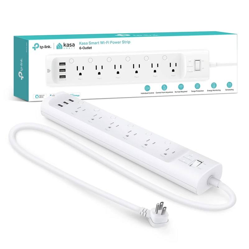Kasa Smart HS300 Power Strip - 6 Outlets, 3 USB, Alexa & Google