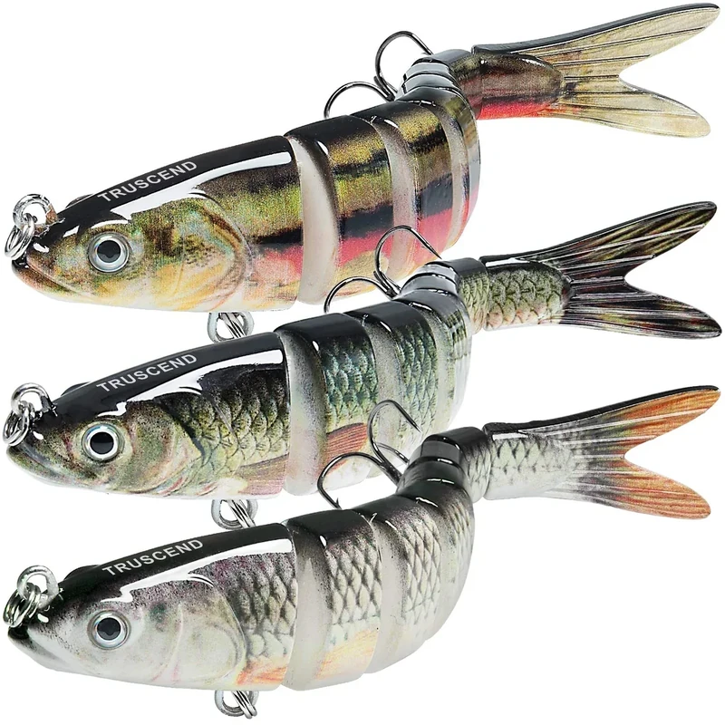 TRUSCEND Easy Catch Swimmax, Magic Noisy Turbulent Wiggling and Vibrating Actions for More Bites, Segmented Swimbait Jointed by Dyneema Strongest Fiber, Lifelike Fishing Lures for Relax Family Fishing