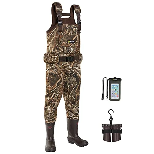 TideWe Chest Waders for Men, Camo Insulated Hunting & Fishing Waders with 600G Insulation, Waterproof Cleated Neoprene Bootfoot, Size 9