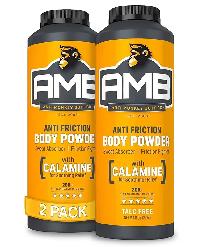 Anti Monkey Butt Body Powder for Women & Men - Talc-Free - Hypoallergenic Formula for Anti-Chafing & Anti-Itch Relief - Absorbs Sweat & Fights Friction with Calamine - 8 oz (Pack of 2)