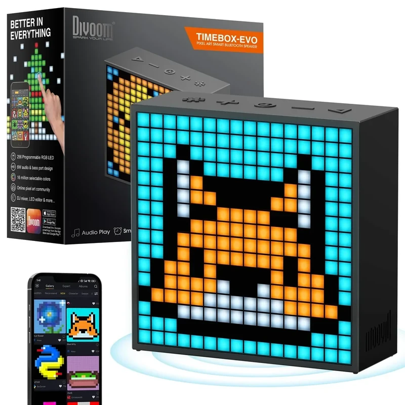 Divoom TimeBox Evo Bluetooth - 16x16 LED Art, Alarm, Audio - Black