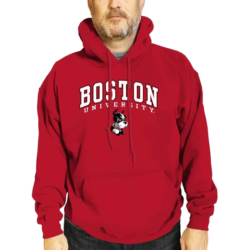 Campus Colors Adult Arch & Logo Soft Style Gameday Hooded Sweatshirt (Boston Terriers - Red, Large)