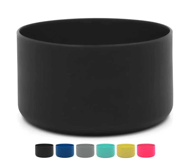 Flaskars Protective Silicone Boot for 12 oz - 40oz Hydroflask Water Bottles Anti-Slip Bottom Stanley Sleeve Cover Bumper (Medium, Black)