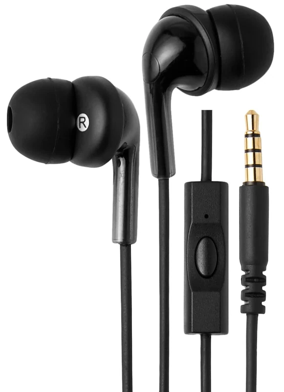 Amazon Basics Earbuds Mic - 3.5mm Jack, 4.2 ft Cable, S/M/L Tips
