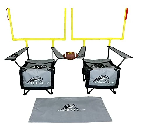 QB54 - The Ultimate Football Yard Game Set, Outdoor Football Toss for Tailgating, Backyard, Beach, Park, Tournaments, Sports Training, Score Touchdowns, Kick Field Goals (Silver Game Set)