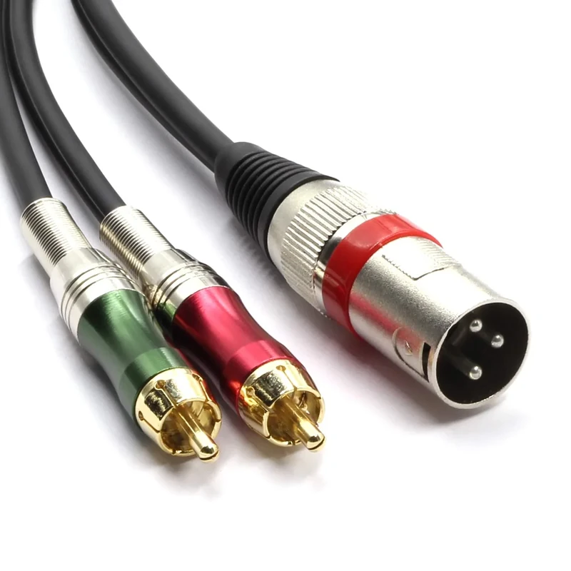 SiYear 10FT XLR Male to 2 x Phono RCA Plug Adapter Y Splitter Patch Cable, 1 XLR Male 3 Pin to Dual RCA Plug Stereo Audio Cable Connector(3 M)