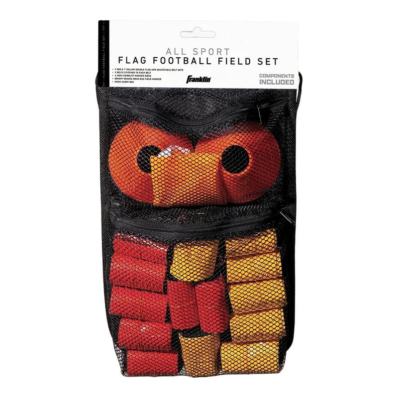 Franklin Sports Flag Football Set - 14 Player Flag Football Belts for Adult + Youth - Equipment Cones + Field Marker Included - 7 v 7 Set