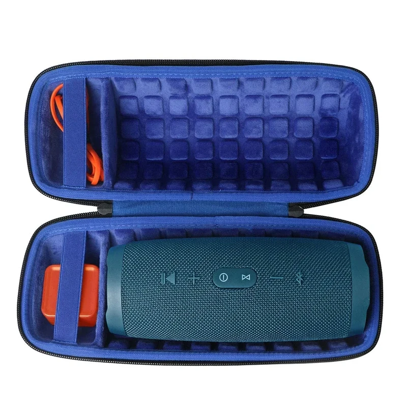 co2CREA Hard Travel Case replacement for JBL Charge 4 / replacement for JBL Charge 5 Waterproof Bluetooth Speaker (Outside Black and Inside Royal Blue)