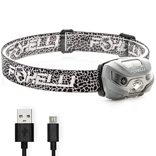 Foxelli USB-C Rechargeable LED Headlamp – Super Bright, Lightweight Head Lamp for Running, Camping, Hiking & Work – Comfortable Fit for Adults & Kids
