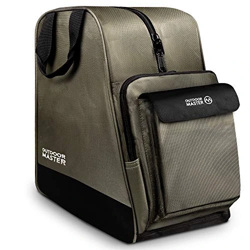 OutdoorMaster Ski Boot Bag - Waterproof 900D, Compact with Shoulder Strap - Khaki